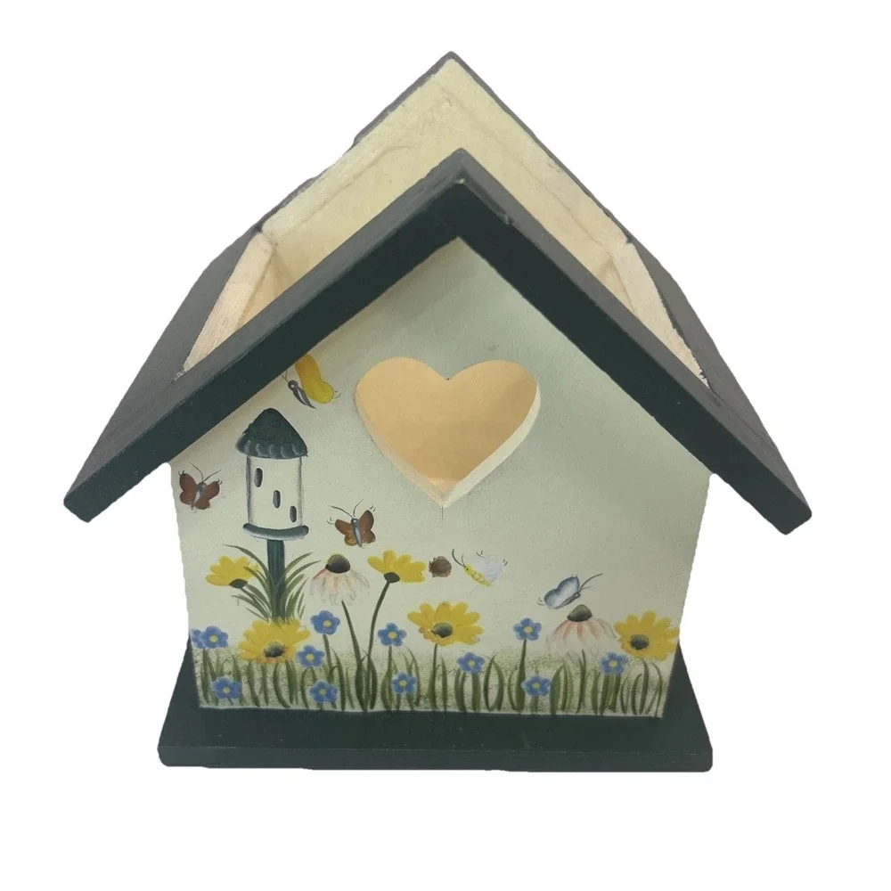 Crazy Mountain Wood Hand Painted ‎ Butterfly Flower Garden Tissue Box Decor Read